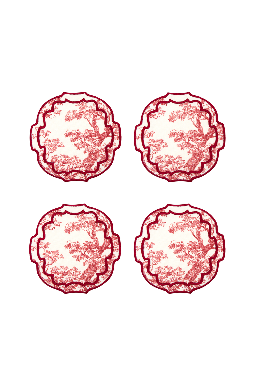 Crimson Toile 4'lü Bardak Altlığı