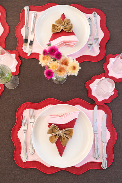Rose&Burgundy Wave Napkin (Set of 2)