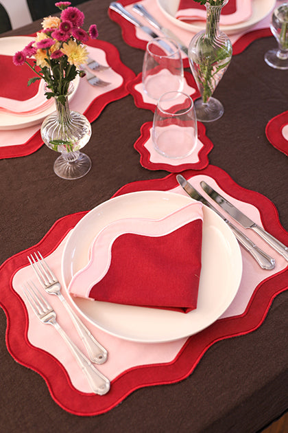 Rose&Burgundy Wave Napkin (Set of 2)