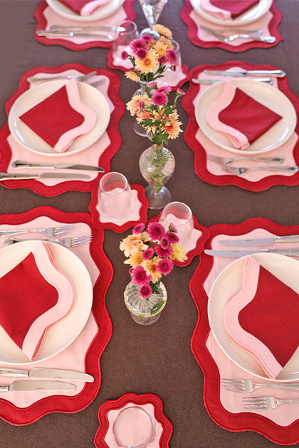 Rose&Burgundy Wave Amerikan Servisi + Peçete