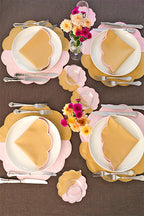 Bicolor Rose&Beige Scallop Amerikan Servisi + Peçete