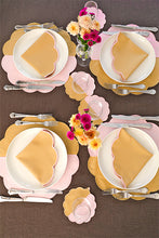 Load image into Gallery viewer, Bicolor Rose&amp;Beige Scallop Placemat + Napkin
