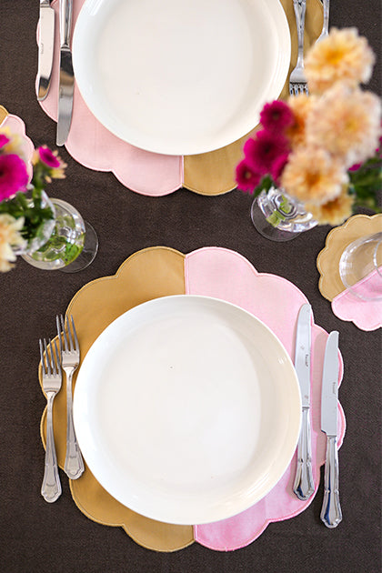 Bicolor Beige&Rose Scallop 2’li Amerikan Servisi