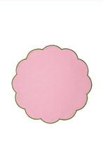 Load image into Gallery viewer, Bicolor Green&amp;Rose Scallop Placemat + Napkin
