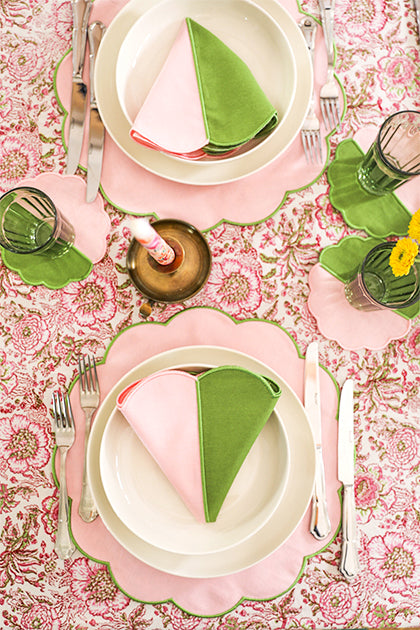 Bicolor Green&Rose Scallop Amerikan Servisi + Peçete