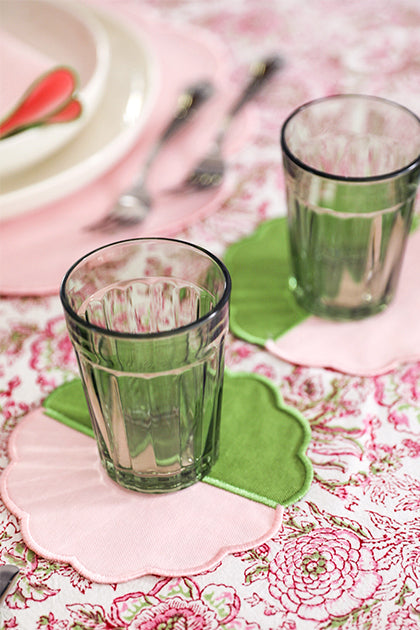 Bicolor Green&Rose Scallop 4’lü Bardak Altlığı