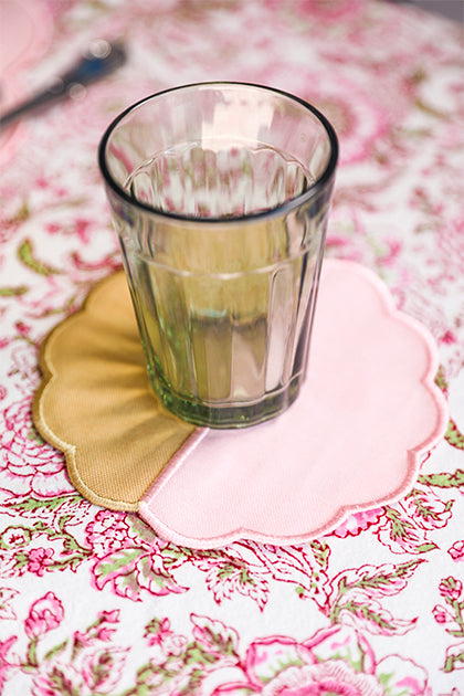 Bicolor Beige-Rose Scallop Cocktail Napkin (Set of 4)