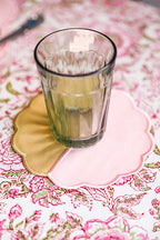 Bicolor Beige-Rose Scallop Cocktail Napkin (Set of 4)