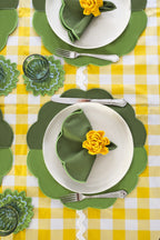 Bicolor Green Scallop Placemat + Napkin