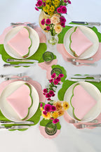 Bicolor Green&Rose Scallop Amerikan Servisi + Peçete
