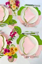 Bicolor Green&Rose Scallop Amerikan Servisi + Peçete