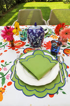 Green Scallop Placemat + Napkin