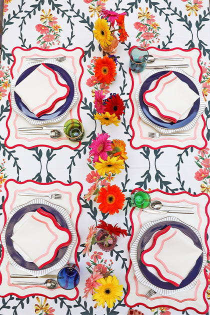 Pink Wave Placemat + Napkin