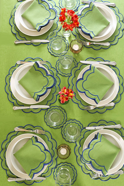 Green Scallop Placemat + Napkin