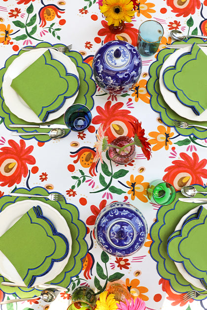 Green Scallop Placemat + Napkin