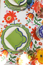 Green Scallop Placemat + Napkin
