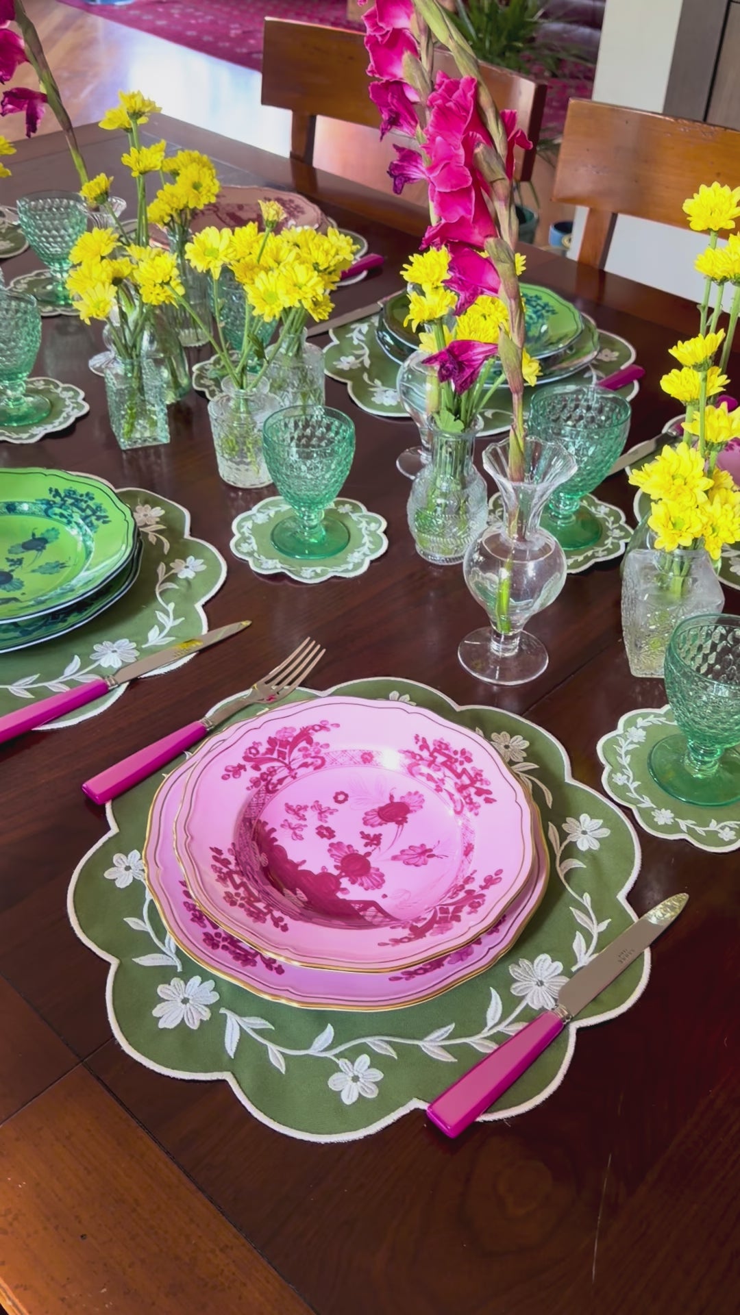 Gold Camellia Placemat + Coaster (Set of 4)
