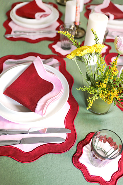 Rose&Burgundy Wave Amerikan Servisi + Peçete