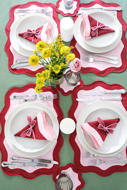 Rose&Burgundy Wave Amerikan Servisi + Peçete