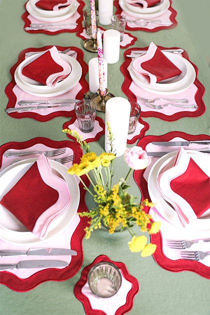 Rose&Burgundy Wave Amerikan Servisi + Peçete