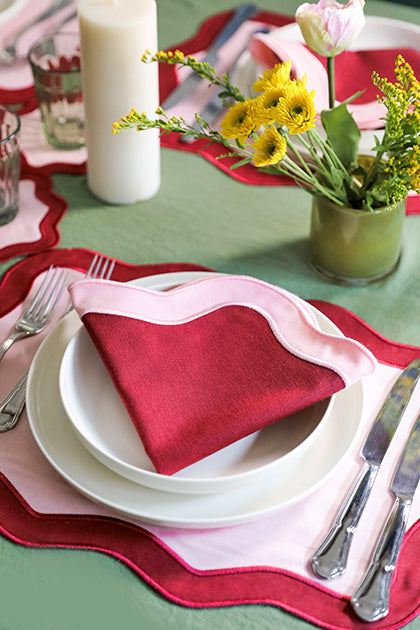 Rose&Burgundy Wave Napkin (Set of 2)