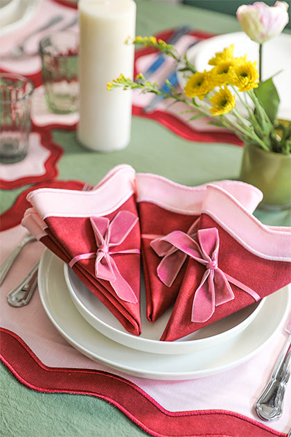 Rose&Burgundy Wave Napkin (Set of 2)
