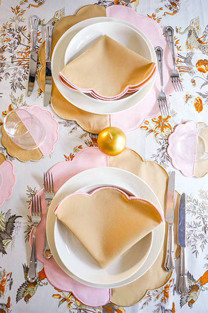 Bicolor Beige&Rose Scallop 2’li Amerikan Servisi