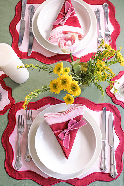 Rose&Burgundy Wave Amerikan Servisi + Peçete