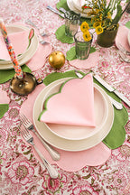 Bicolor Green&Rose Scallop Amerikan Servisi + Peçete
